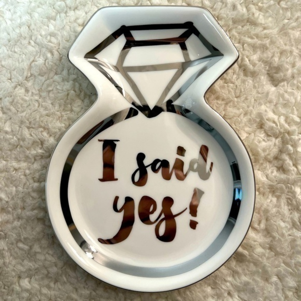 Slant "I Said Yes" Ceramic Trinket Tray